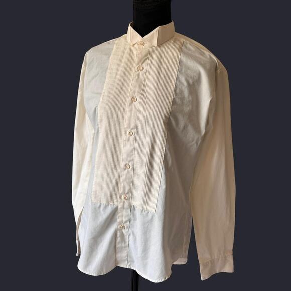 Vintage 90s WayneScott cream tuxedo shirt sz med victorian vampire academia - Picture 2 of 8